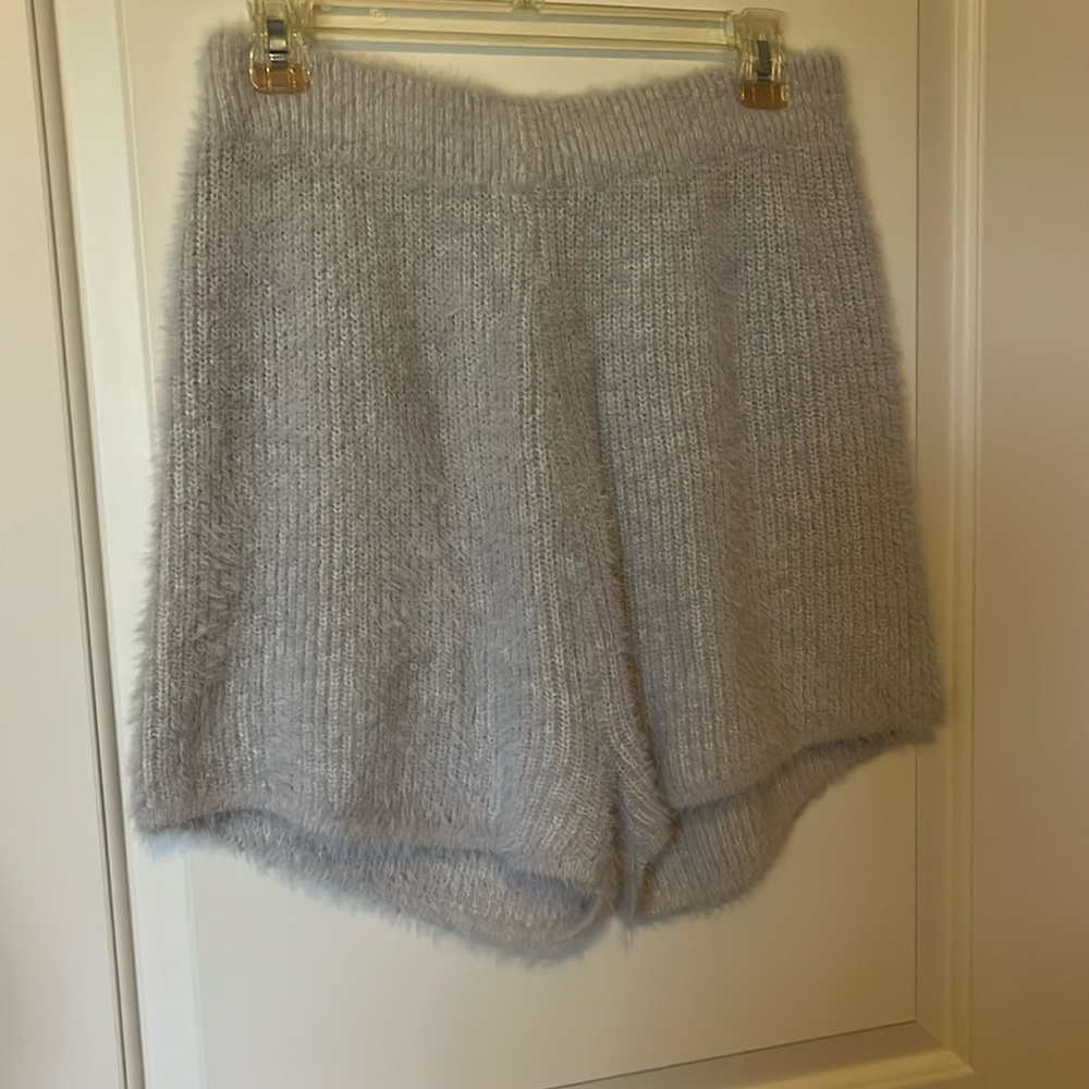 Nasty gal collection size large ladies light gray fuzzy shorts in good condition